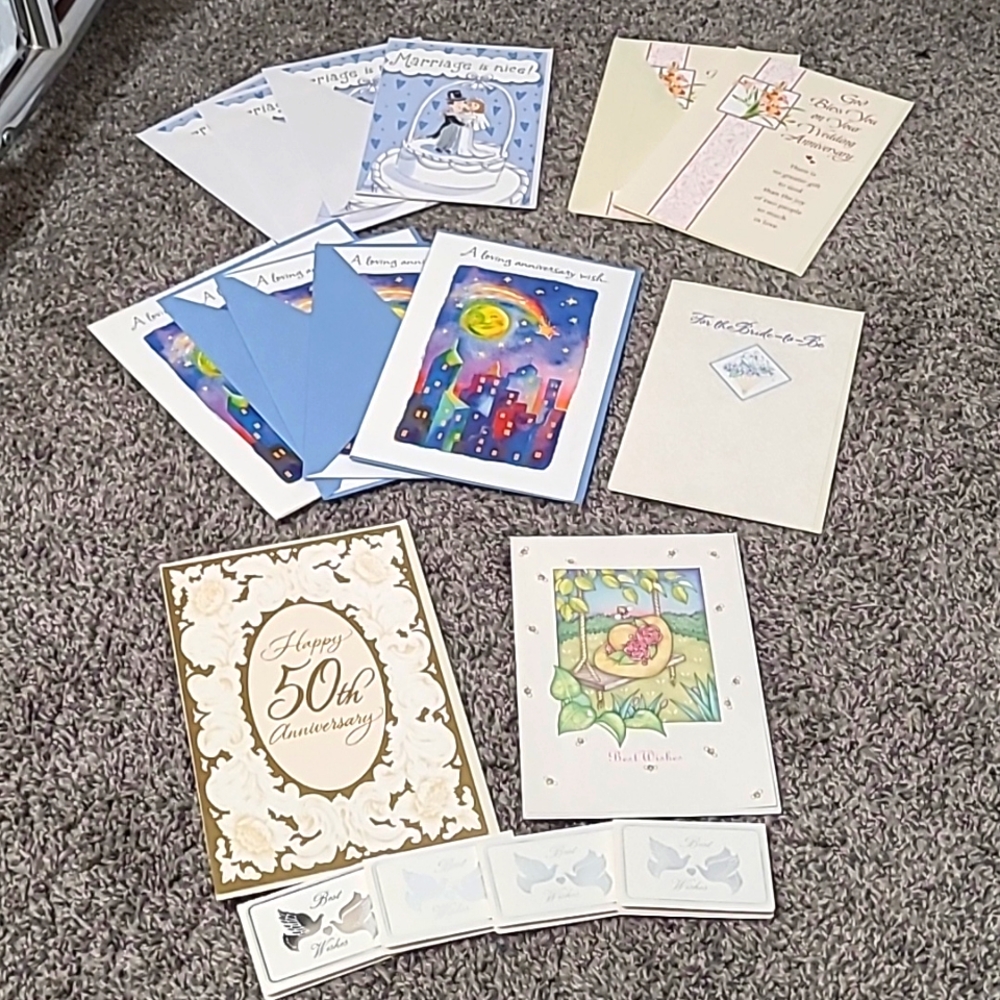 14 Wedding & Anniversary Cards & 4 mini cards, plus a few that are not pictured